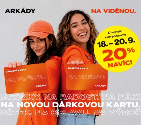 Nakup dárkovou kartu OC Arkády a získej 20 % hodnoty navíc