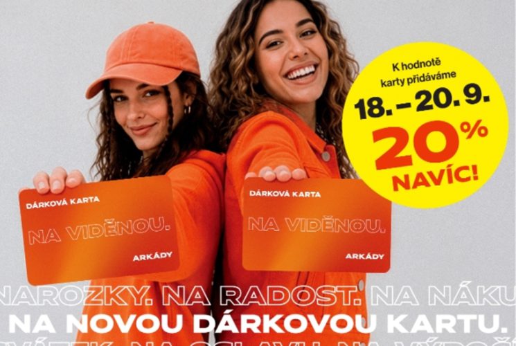 Nakup dárkovou kartu OC Arkády a získej 20 % hodnoty navíc